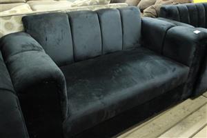 BLACK VELVET 2 SEATER COUCH(S066902A)