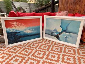 TWO PAINTINGS BY PAT LARSEN.