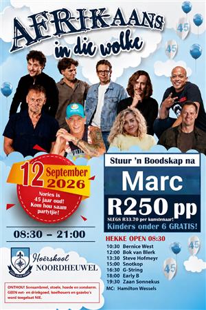 Hoërskool Noordheuwel se Afrikaans in die wolke kaartjies