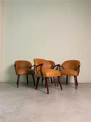 4 x Mid-Century rosewood Danish genuine leather armchairs/dining room chairs  