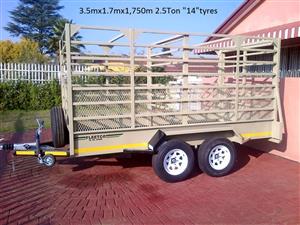 3.5M DOUBLE AXLE, DOUBLE BRAKED CATTLE TRAILER FOR SALE, BRAND NEW ALL INCLUDED