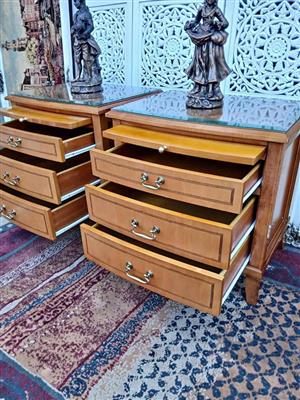 Elegant Pair of Vintage Glass‑Top Nightstands ( price is per item)