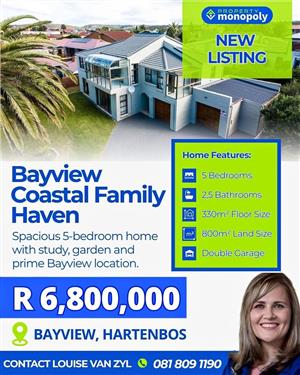 5 Bedroom Home For Sale in Bayview, Hartenbos