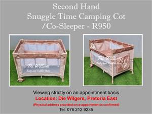 Second Hand Snuggle Time Camping Cot /Co-Sleeper