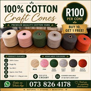  100% Cotton Cones | R100 Each | Buy 10, Get 1 FREE