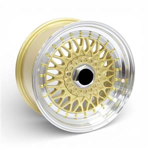 15″ NDT-BBS 4/100 & 4/114 Gold Face With Gold Rivets Alloy Wheels