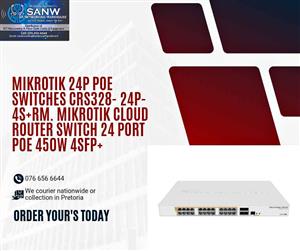 MIKROTIK 24P POE SWITCHES CRS328-24P- 4S+RM. MIKROTIK CLOUD ROUTER SWITCH 24 PORT POE 450W 4SFP+