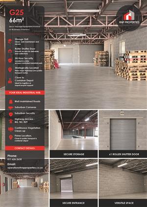 G25 – 66m² Safe Storage Unit To Let