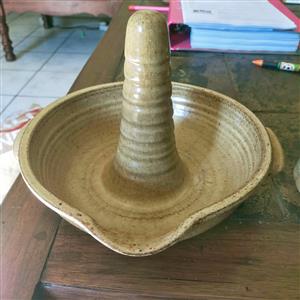 1992 Art Pottery chicken and potato vegetable Roaster .