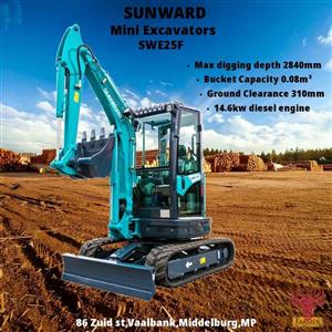 Sunward Mini-Excavators SWE25UF available. 