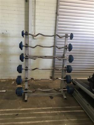 Barbell Curl bar set with rack