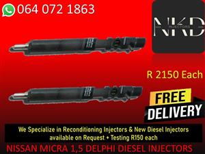 DIESEL INJECTORS FOR NISSAN MICRA 1,5 DELPHI DIESEL INJECTORS FOR SALE