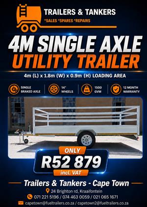 4 meter single axle utility trailer