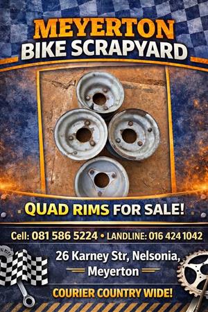 Quad rims.  Meyerton Bike Scrapyard. New and secondhand spares. We stripping Bikes, Quads, Off roads