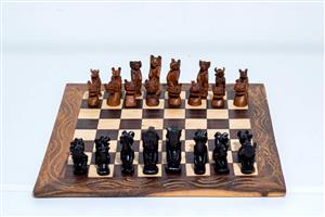 Handmade African Solid Wooden Chess Set 35 x 35cm | Cape Town