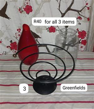 decor items x3 vase, vase, decor item