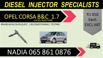 OPEL CORSA B&C 1.7 DIESEL INJECTORS FOR SALE OR TO RECON WITH WARRANTY