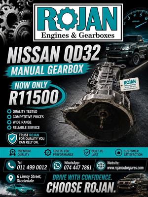 NISSAN QD32 MANUAL GEARBOX IN STOCK AT ROJAN ENGINES AND GEARBOXES