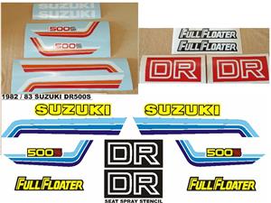 Graphics decals stickers kit for a 1982 Suzuki DR 500S. 