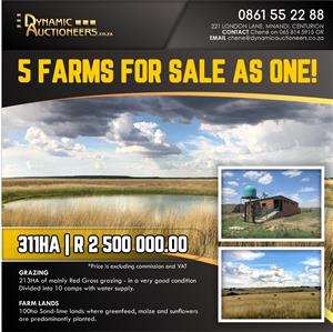 5 FARMS FOR SALE AS ONE IN THE FREESTATE!
