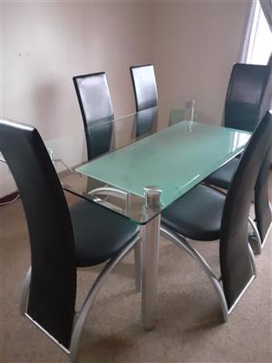 Glass dining table and chairs