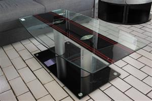 BLACK GLASS COFFEE TABLE(S066813A)