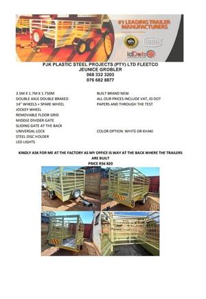 3.5m cattle trailers built brand new