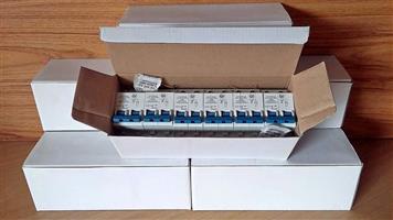 8 Boxes: Brand new Circuit breakers 20A 2.5kA twin pole. 