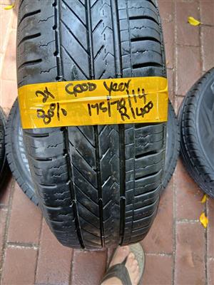 2x Good Year 80% 14 inch Tyres