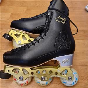 Brand new golden horse figure skate boots