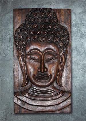 Carved Wood Buddha Wall Hanging
