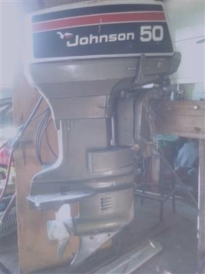 50 Johnson outboard boat motor running condition,with cables