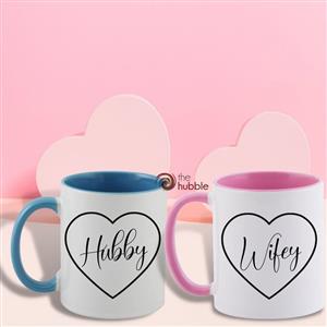 Couples Hubby Wifey 2 Tone Mug Set