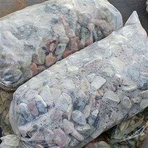 Duzi Pebbles  A Bag  Rose Quartz   and Black Pebbles White Zebra 