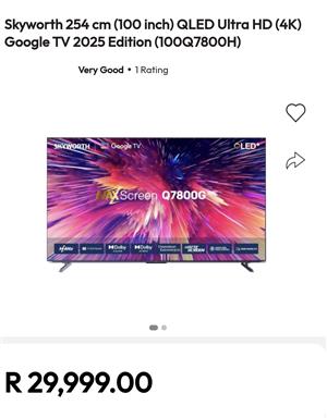Skyworth 100" TV - Brand New 