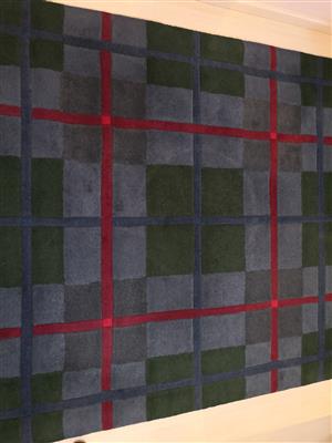 Hand Tufted Pure Wool Rug Scotish Tartan Design Junk Mail Hand Tufted Pure Wool Rug Scotish