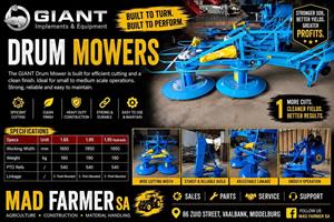New Giant drum mowers in stock