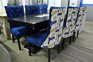7PC BLACK AND BLUE DINING ROOM SUITE S066950A