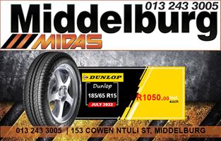 Dunlop 185/65R15 tyre at Middelburg Midas -Sparesworld!
