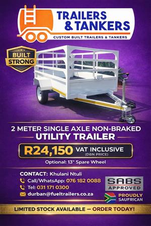 2 METER NON BRAKED SINGLE AXLE CARGO TRAILER