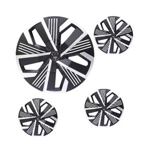 15″ EVD Design Matt Black with Silver Stripe Design Wheel Caps (set of 4)