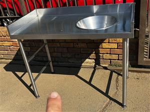 Table stainless steel with prep bowl.
