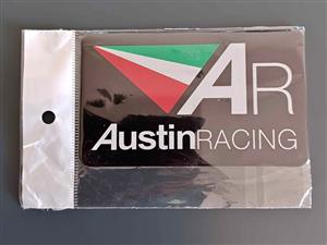 Austin Racing motorcycle exhaust sticker plate badge