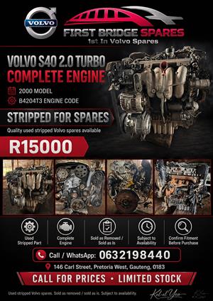 Volvo S40 2.0 Turbo Engine Available  B4204T3 