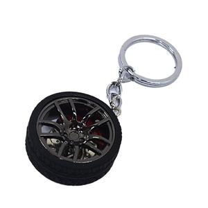 Keyring with Alloy Wheel & Tyre and Brake Caliper Design (Titanium)