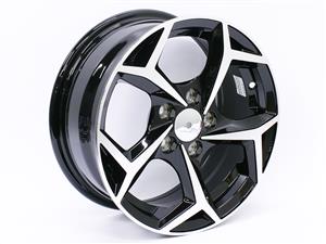 14″ QS BK5340 5/100 Black Machine Face Alloy Wheels