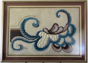 Abstract Modern Tapestry Mounted, Framed and behind Glass 