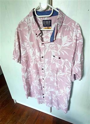 Refinery light pink floral viscose XXL shirt
