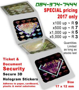 Secure your event tickets :: Hologram Stickers -Special Prices for Jul/Aug 2017