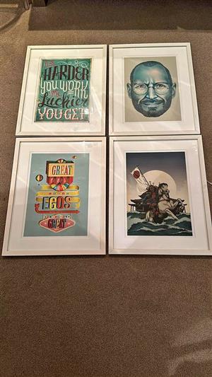 4 x framed prints. R600 for the set . Good condition. Collection in Seapoint.